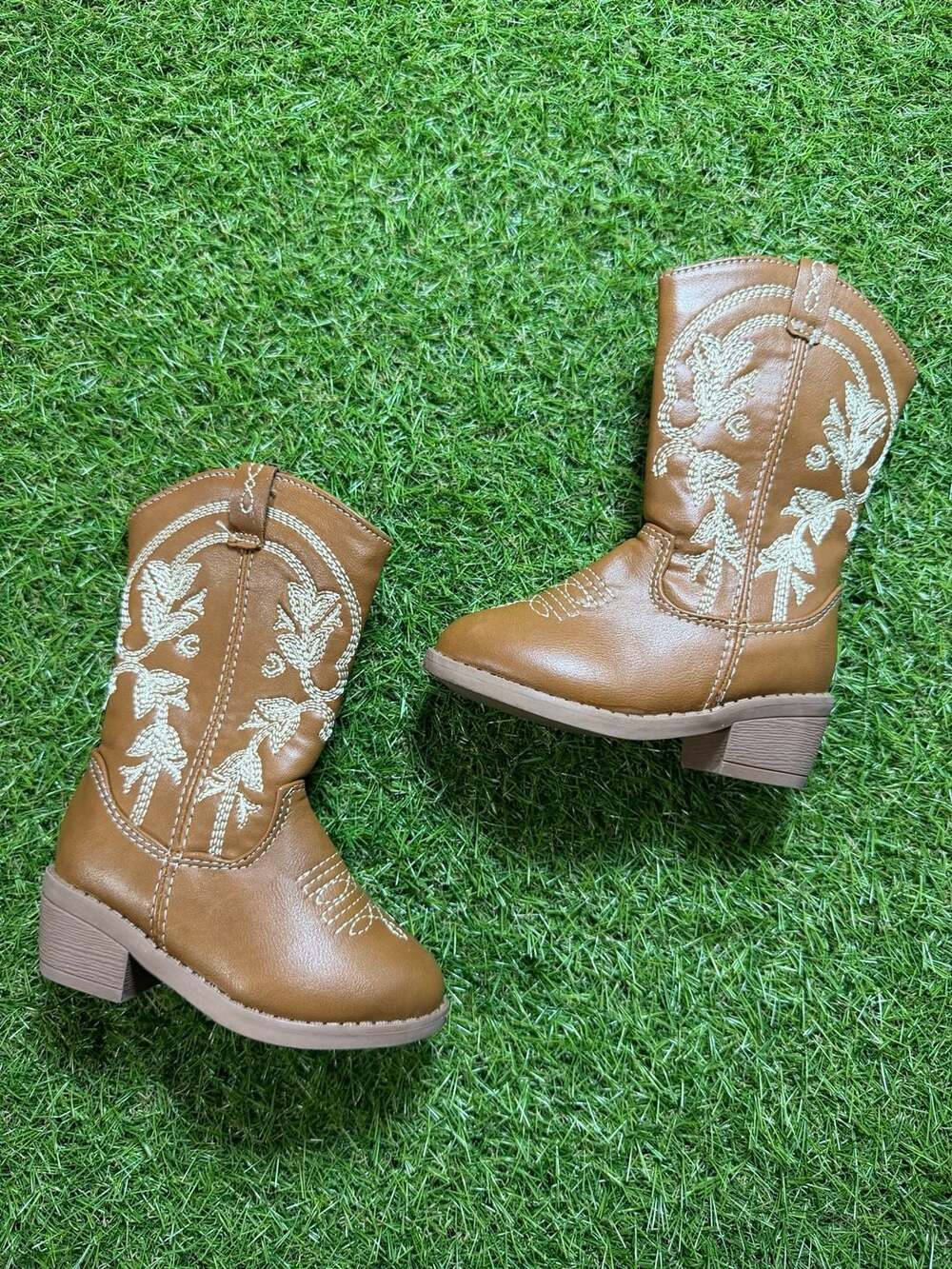 Stepping Stones Toddler Brown Embroidered Western Cowboy Boots Size 5
